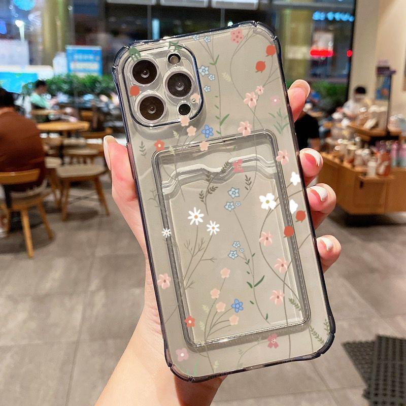 For iPhone 14 Pro Max Case Daisy Flower Clear Phone Case For iPhone 11 12 13 15 16 XS XR X 7 8 Plus Wallet Card Bag Holder Cover