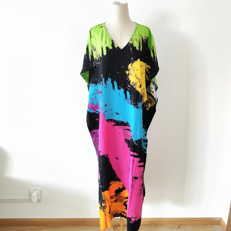2022 European & American Beach Cover-up: Printed Long Robe & Bikini Sun Protection Dress