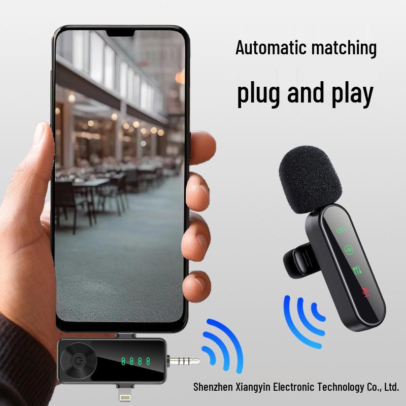H19 Wireless Lavalier Microphone: One-to-Four Cross-Border, Three-in-One Interface for Live Streaming, Mobile Shooting, Noise Reduction Recording.