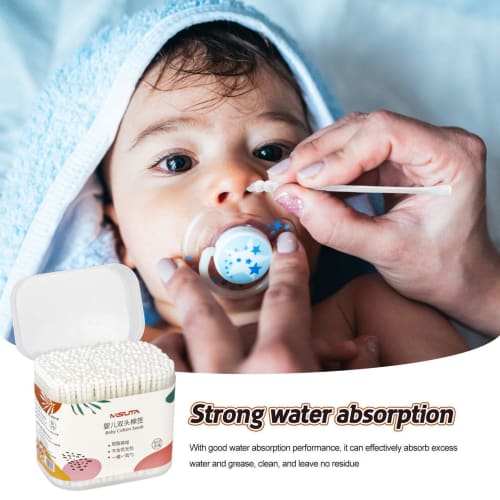 Baby Safety Cotton Swabs, Cotton Buds for Babies | Double-Ended Swabs with Storage Case | Wooden Sticks, Cleaning Tool for Hygiene and Beauty Care