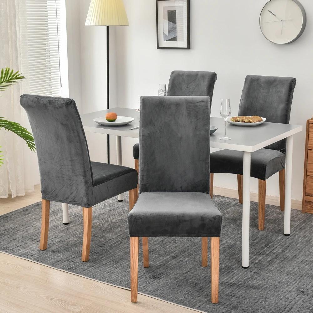 Velvet Plush Stretch Chair Slipcover Elastic Spandex Chair Cover for Dining Room Kitchen Wedding Banquet Hotel Housse De Chaise