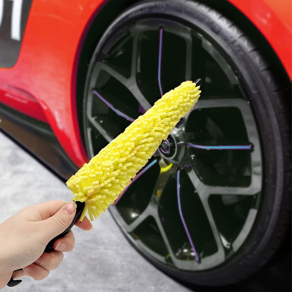 Sponge Wheel Brush For Car Cleaning Dense Foam Tire Rim Hub Gap Cleaner With Handle Multi-Purpose Cleaning Tool 1pcs