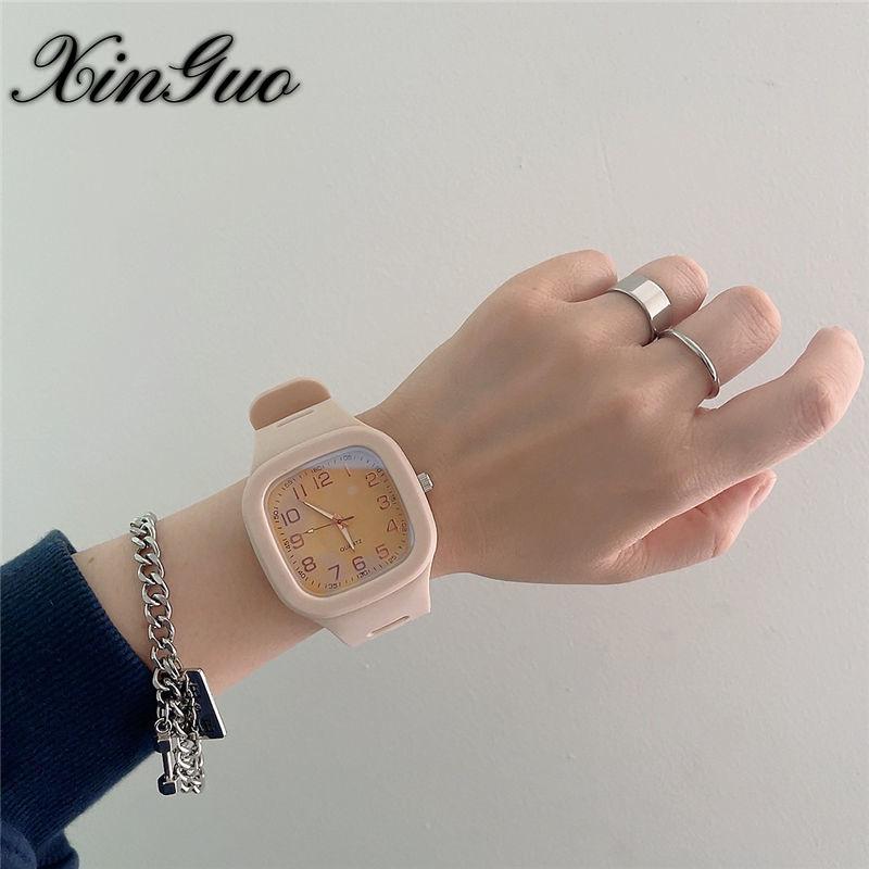 Novo relógio vermelho líquido masculino e feminino coreano estilo ins relógio eletrônico quadrado