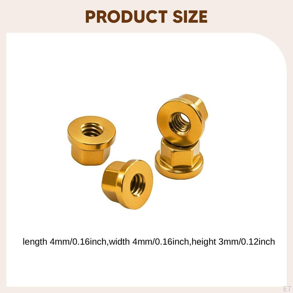 4 M2 Flange Wheel Nuts for 1/30 RC Crawler, Premium Aluminum Alloy Replacement Parts SCX30