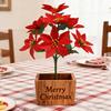Artificial Christmas Flowers 7 Heads Faux Poinsettias Bouquet for Christmas Table Vase Fillers Planters Porch Outdoor Indoor Decor