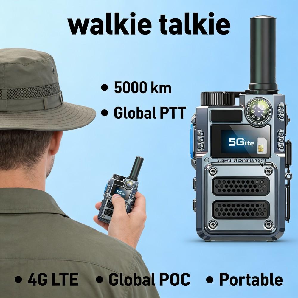 Globales 4G-Walkie-Talkie, öffentliches Außennetz mit Infrarot-Laserkompass, Zweiwege-Taschenlampe, globaler 6800-mAh-Akku für den Außenbereich