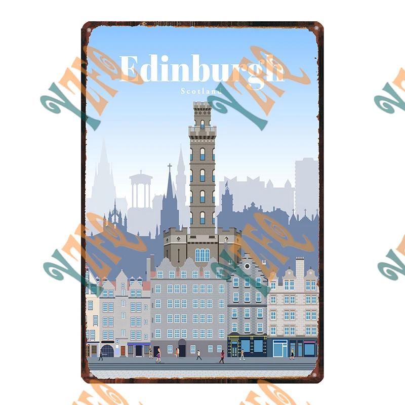 London Paris Dubai Brussels City  Sign Vintage Metal Plaque Plates Decor For Pub Bar Home Tin Gift  Decoration Poster DU-10688A