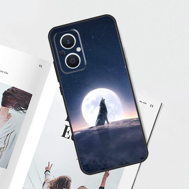 Moon Roaring Wolf Case For OPPO Reno 8T 4Z 5Z 4 5 6 7 8 Lite 10 Pro OPPO Find X6 Pro X2 X5 Lite X3 Neo Cover