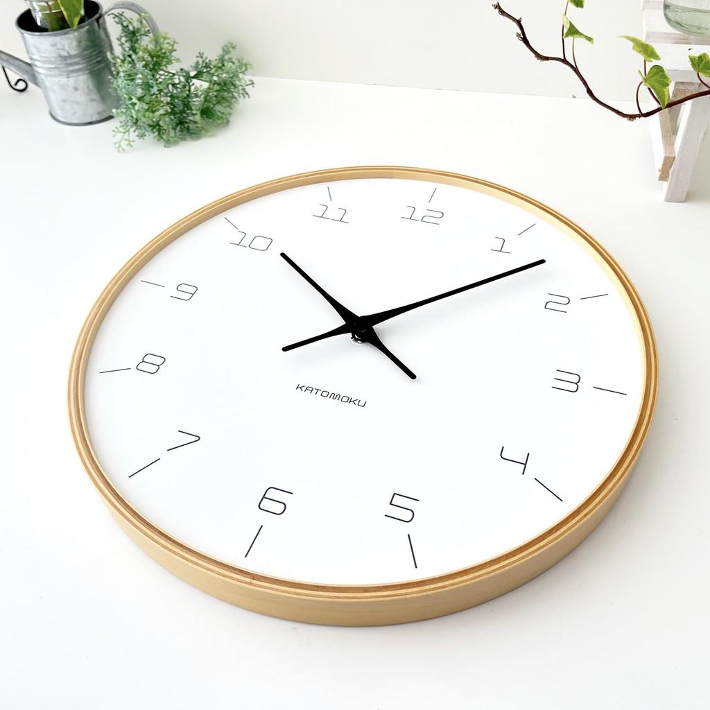 KATOMOKU Plywood Clock Wall Clock with Sweep 7, Natural, Movement, km-71NARC, 304mm (radio-controlled Clock)