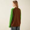 Women's Thick Pure Wool Color-Block Cable Knit Sweater