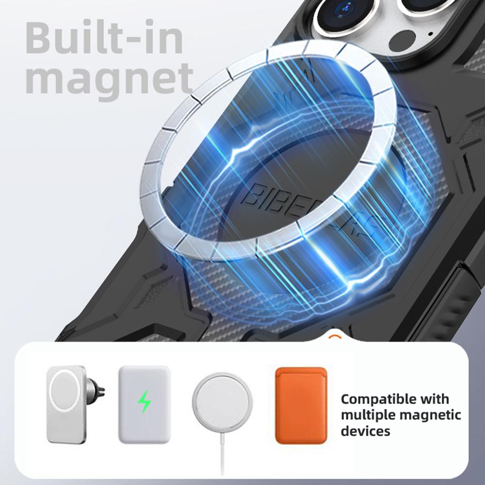 BIBERCAS J-16 Series For iPhone 16 Pro Max Case Compatible with MagSafe Anti Drop TPU+PC Phone Cover