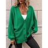 Womens Loose V-Neck Knit Cardigan Sweater Pure Color Acrylic Long Sleeve Casual Elegant Office Wear