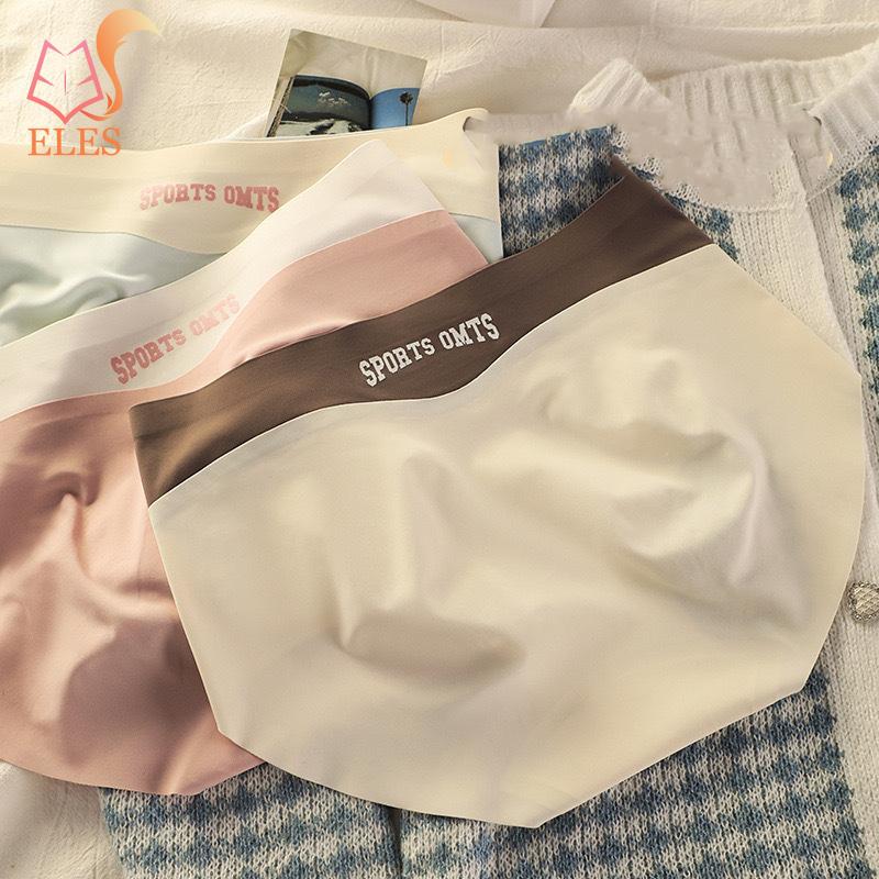 Ice Silk Seamless Contrast Color Girls Underwear Female Breathable Extended Crotch Summer Thin Triangle Underwear Ladies