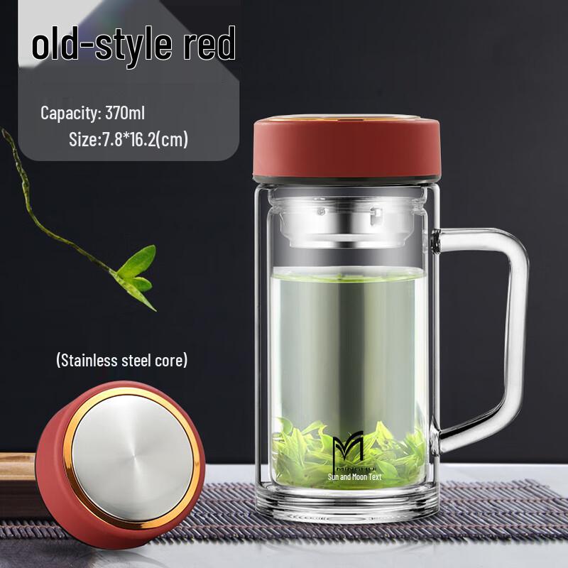 MINGHUI Double Wall Borosilicate Glass Office Mug with Handle