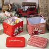 Cutii de conserve dreptunghiulare pentru fursecuri de Crăciun, cutie de tablă pentru bomboane de Crăciun, bol decorativ pentru alimente, 6x borcane pentru bomboane de Crăciun