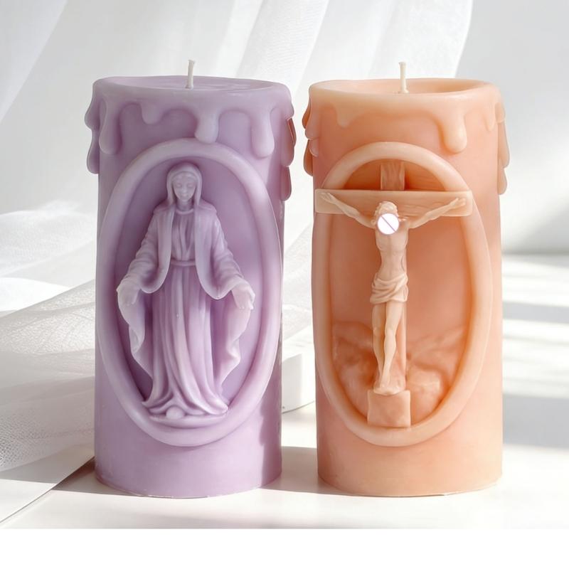 Nativity Embossed Silicone Mold Cylinder Candle Silicone Mould Heat Resistant For Resin Casting and Making Candle Soap