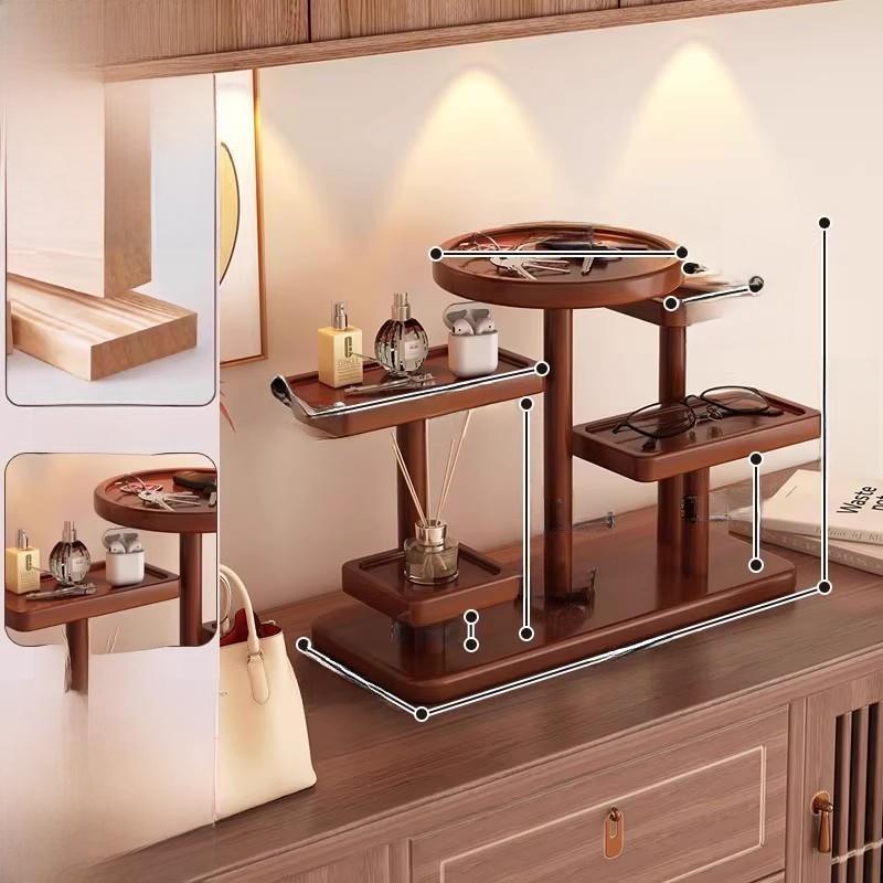 Retro Style Wood Key Holder Entrance Lway Storage Watch Glass Organizer Simple Modern Design Wooden Crtsmanip