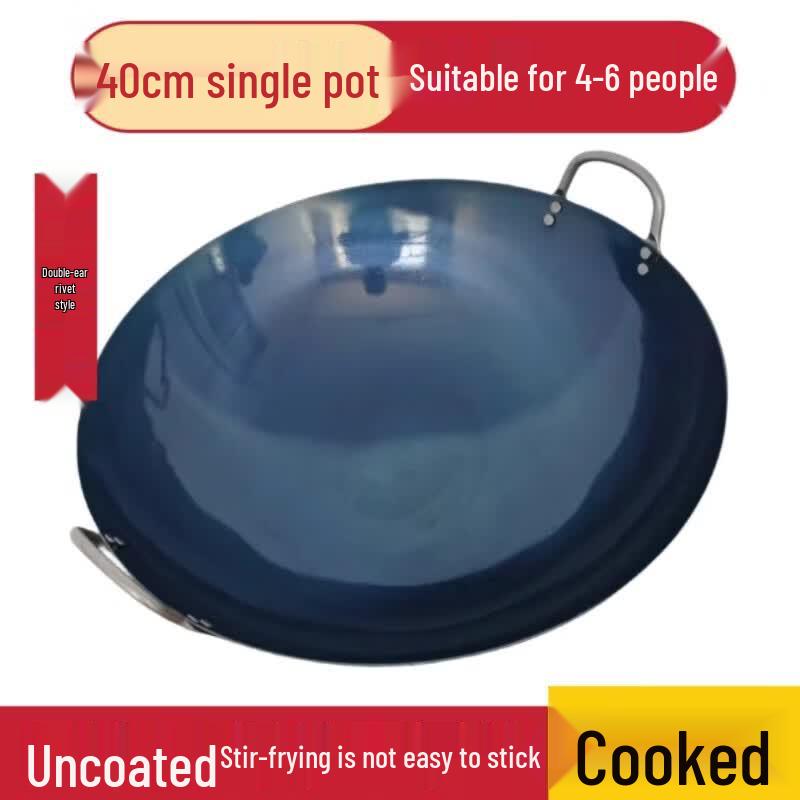 Traditional Double-Handle Stainless Steel Wok