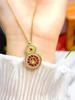 Certificate 925 Silver Natural Ruby Gourd Full Zircon Pendant Double Wear Necklace Lucky Blessing Neo Chinese Style Fine Jewelry