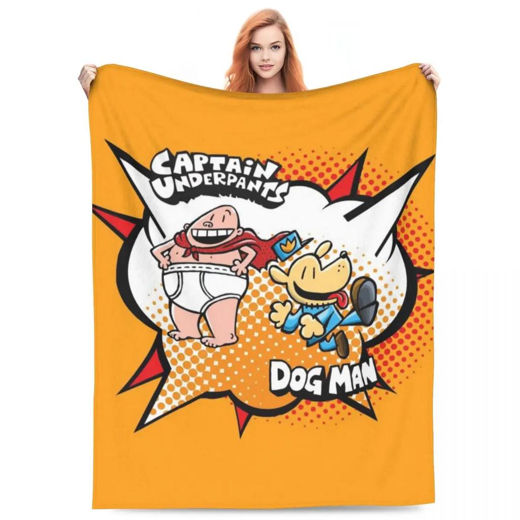 Throw Blanket Dog Man Dogman And Friend Micro Fleece Blanket Four Sizes Cartoon Portable Suitable For Sofa AntiPilling Blanket
