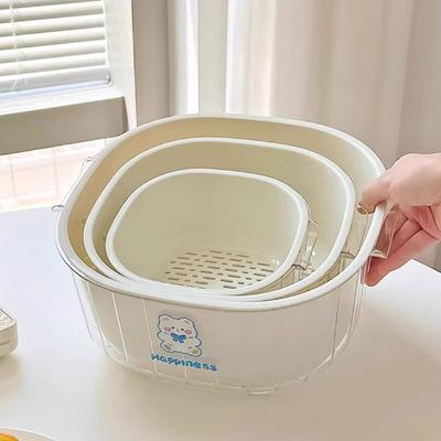 2 st/set PET Grönsaker Frukter Tvätt Avloppskorg Durkslag Sil Skål Vikbar Avloppsanordning Hem Kök Organizer Verktyg