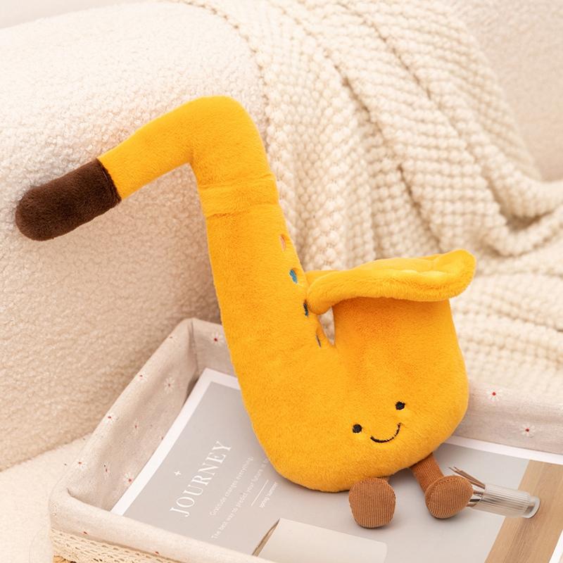 Lovely Instrument Combination Plush Saxophone Guitar Doll Guzheng Toy Piano Soft Pillow Gift For Children