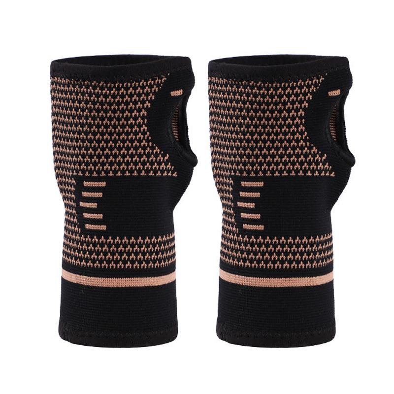 

Outdoor Copper Fiber Wrist Support, Copper Ion Hand Protector, Copper Nylon Knitted Athletic Wristband for Joint Pain Relief L чорний