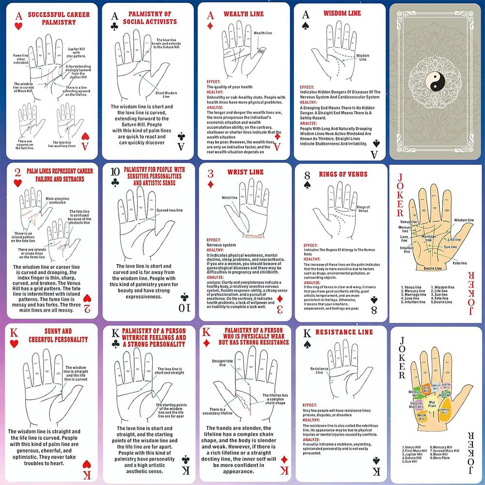 Palmistry Fortune Telling Playing Cards 52 Playing Card Deck for Self-Discovery Spiritual Guidance Tool
