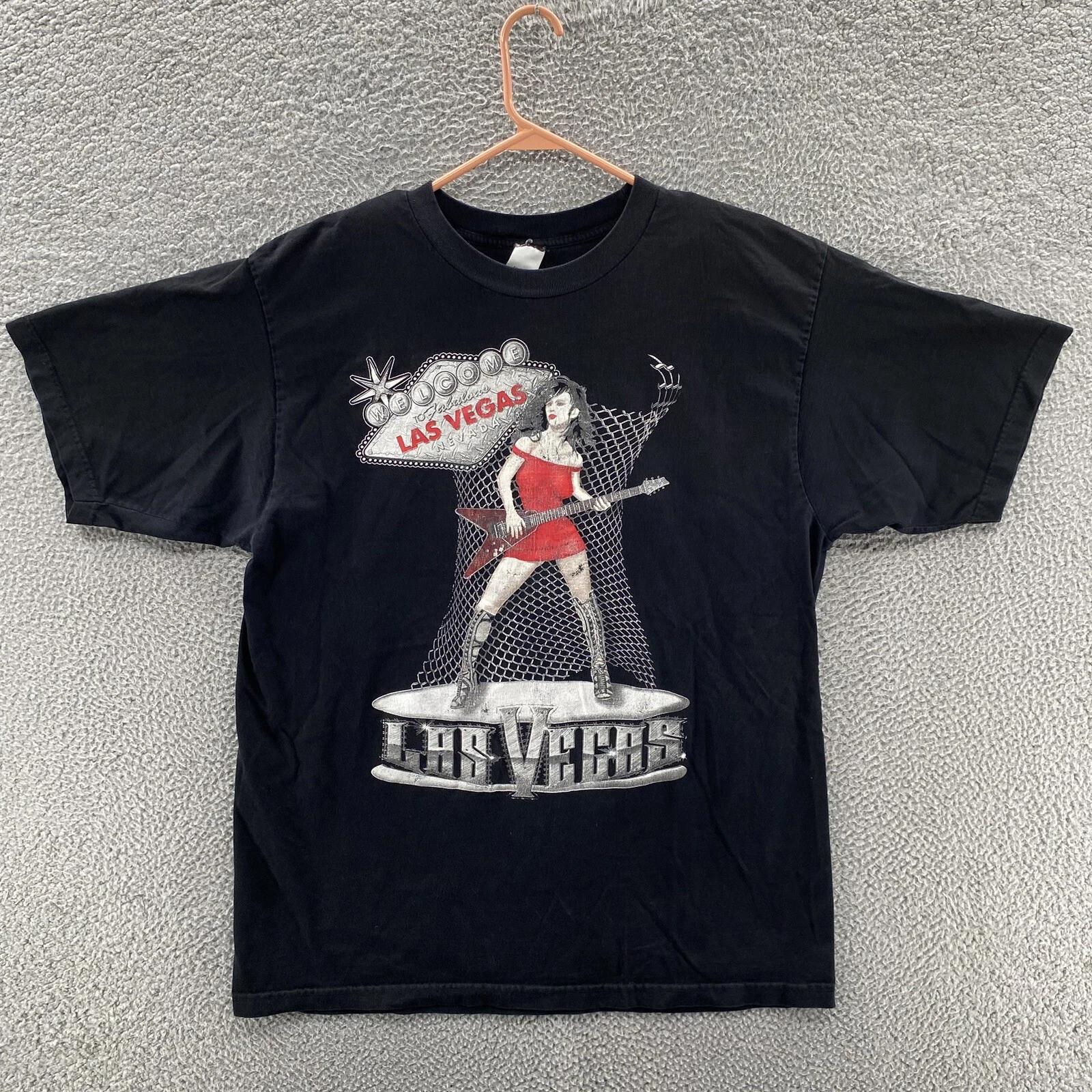 VINTAGE Las Vegas T Shirt Men XXL 2XL Black Nevada Music Graphic Made USA 90s XL