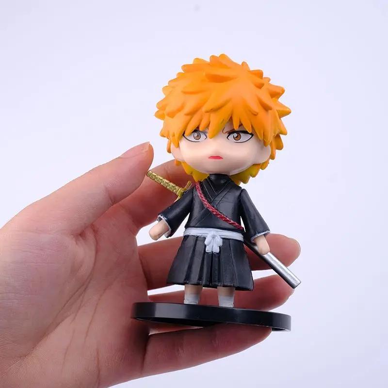 6pcs/set Anime  Figure Toys Q Version Kurosaki Ichigo Hitsugaya Toushirou PVC Model Decoration Children's Birthday Gifts