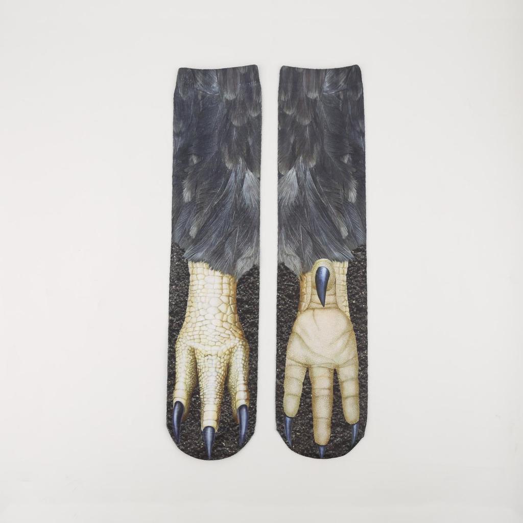 Meias de Meia Panturrilha Garra de Animal - Meias Divertidas Estampadas para Adultos e Crianças