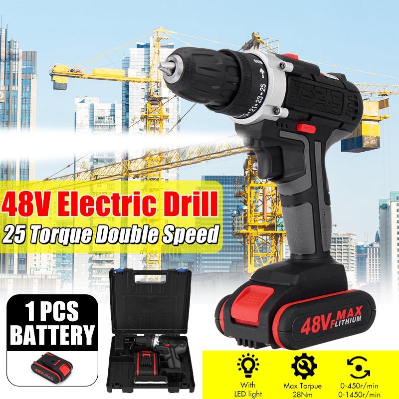 1/2 Battery Cordless Electric Drill Hammer Rechargeable Drill Woodworking 48V