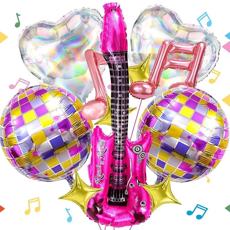 

1Set Music Decorated Balloon Set Guitar Notes Star Balloons Music Theme Disco Birthday Party Decorations Balloon Other&As the picture