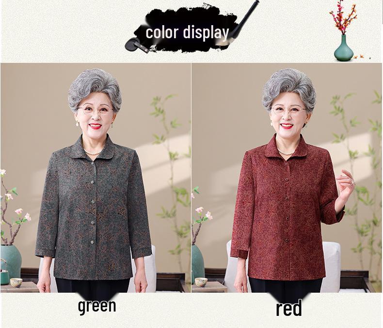 Summer Top for Middle-Aged & Elderly Women: Grandma Style Nine-Sleeve Shirt