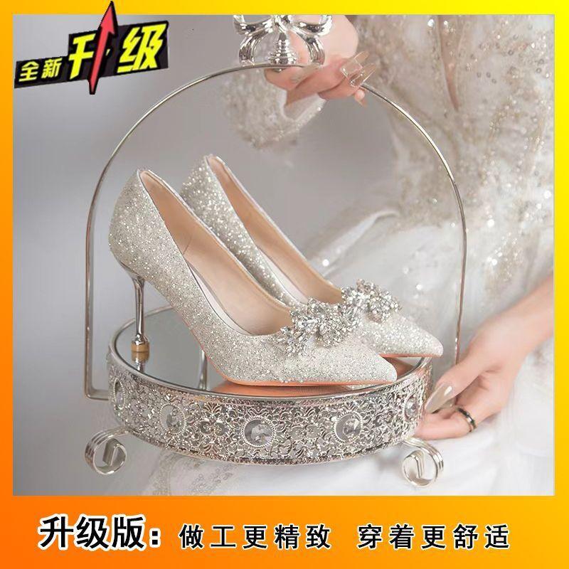 

Fashion and comfortable single shoes women s spring and summer French with skirt pointed head shallow mouth high heels women 40