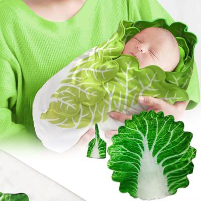 Sagit Simulation,Cabbage,Flannel,Baby,Wrap,Blanket,Baby,Sleeping,Swaddle,Wrap,Hat,Ultra-Soft,Plush,Newborn,Blanket,0-3,Months