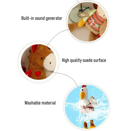 Pet Toy Cartoon Monkey Chicken Horse Design Anxiety Relief Pet Toy with Sound Design Bite-Resistant Interactive Plush Puppy