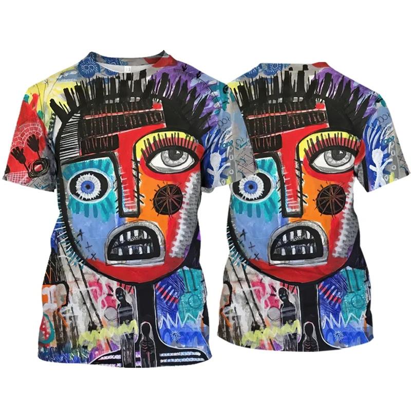 3D Printed Face Graphic T-Shirts  Personalized Abstract Fashion Casual Loose Round Neck Men's and Women's Unisex T-shirts