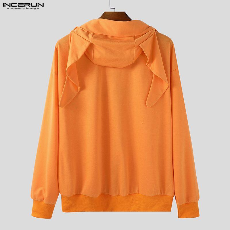 INCERUN Hanorace de Toamnă pentru Bărbați cu Mânecă Lungă, cu Fermoar, Imprimeu, Buzunare și Glugă