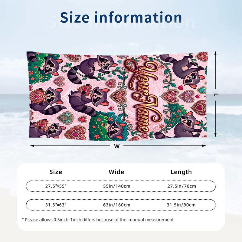 Floral Garden Theme Beach Towel Personalized Custom Name & Text Soft Quick Dry Beach Towel for Swimming Travel