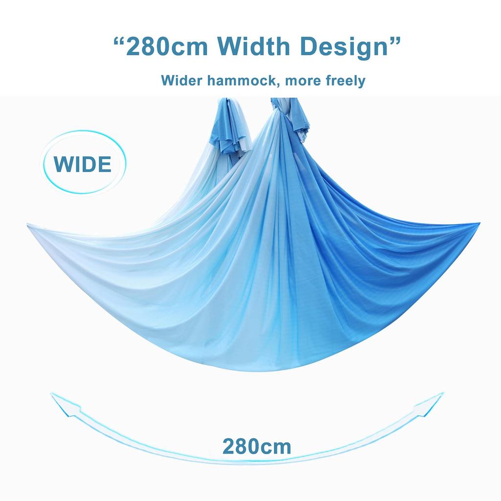 PRIOR FITNESS 5M Aerial Yoga Hammock Set with 40D Nylon Tricot Aerial Silk Yoga Inversion Fitness Accessories, Swing, Anti-Gravity Yoga, Exercise,