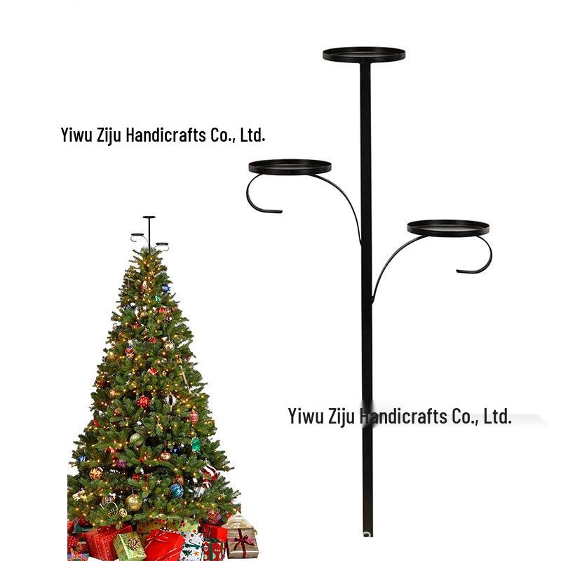 Black Triple Tree Topper Candelabra - Christmas Tree Decoration