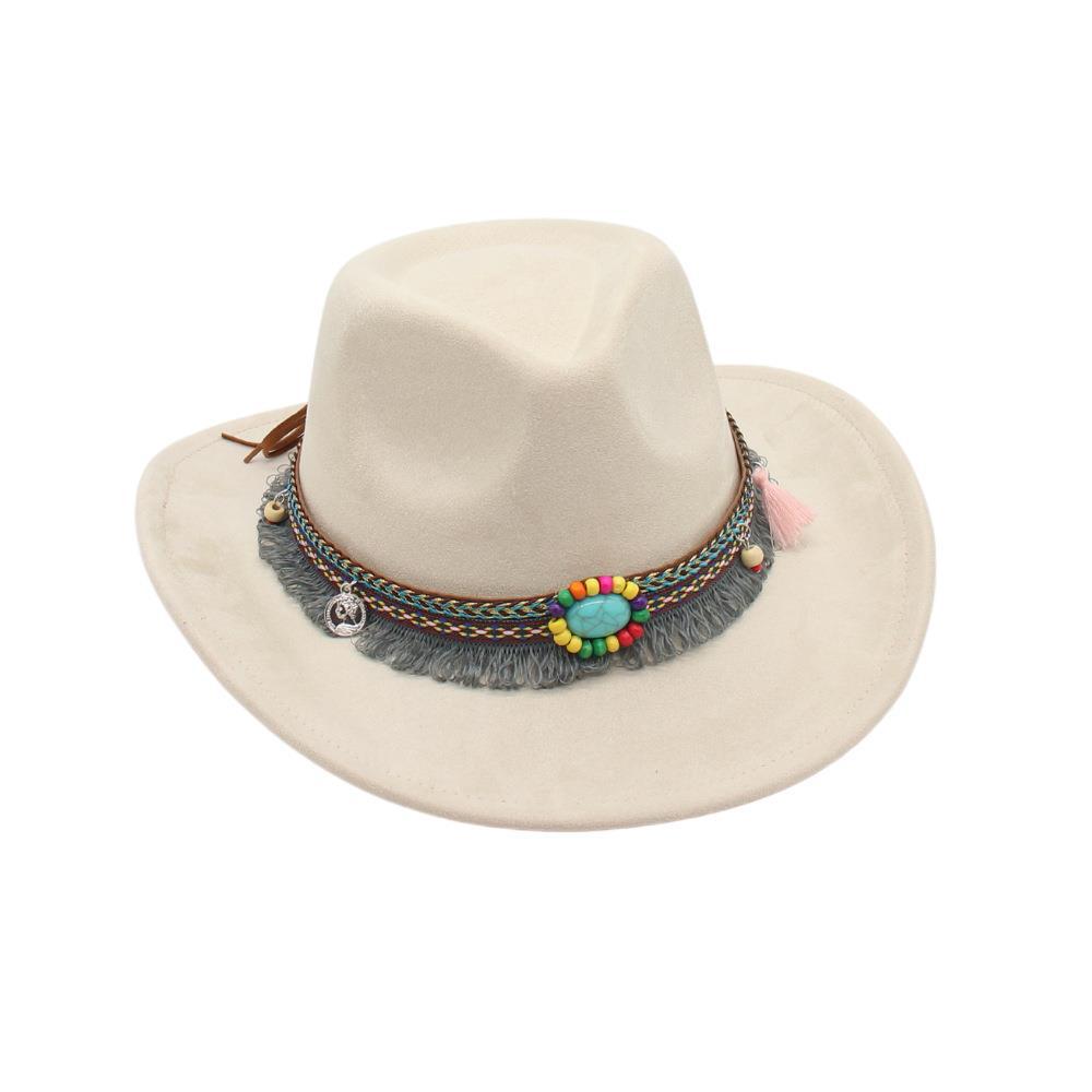 Ethnic Style Accessories Upturned Edge Felt Cowboy Hat Ethnic Style Suede Performance Dance Jazz Top Hat