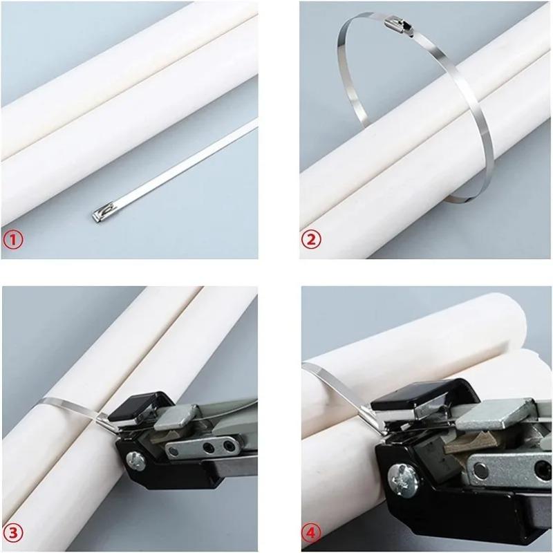 20/100Pcs Stainless Steel Cable Tie Reusable Self-sealing Fastening Rings Cable Tie Multi-Purpose Metal Hardware Cable Organizer