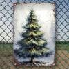 Vintage Metal Christmas Tree Wall Art Rustic 8x12 Inch Holiday Home Decor Gift