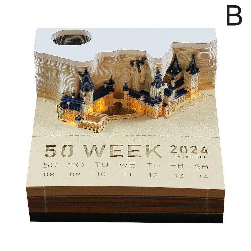 Magic Castle 3D Notepad 2025 Calendar Memo Pad Block Notes With Light Hary Design Note Paper Stationery Accessories Novelty Gift