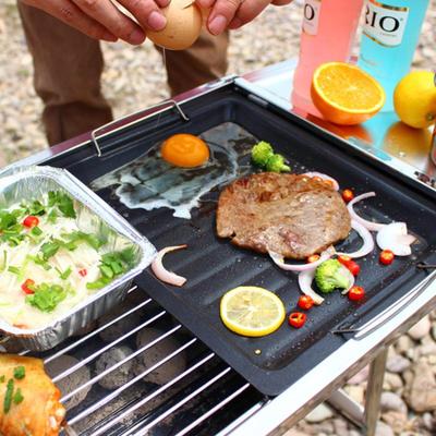 Padella Griglia in Acciaio Inossidabile di Alta Qualità Strumenti per Barbecue da Campeggio All'Aperto Barbecue in Stile Coreano Antiaderente per Friggere Bistecche Pentola per Friggere