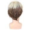 Synthetic Ombre Blonde To Brown Layered Wig with Bangs for Men Short Straight Hair Heat Resistant Natural Daily Party Man Wig