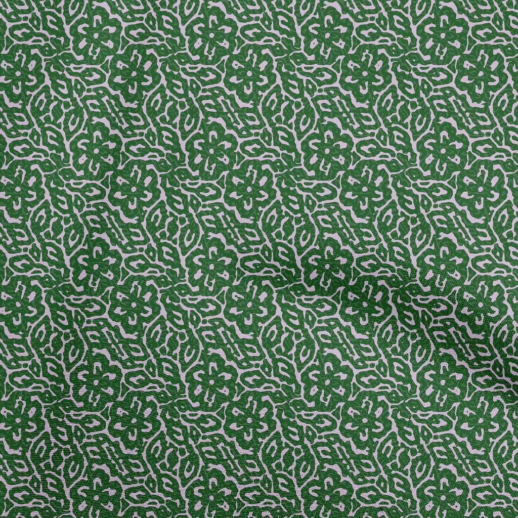 oneOone Cotton Flex Forest Green Fabric Asian Dabu Print Fabric For Sewing Printed Craft Fabric By The Yard 40 Inch