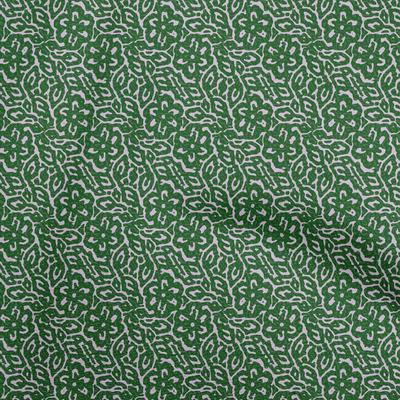 Cotton Flex Forest Green Fabric Asian Dabu Print Fabric For Sewing Printed Craft Fabric By The Yard 40 Inch